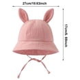 thumbnail image 3 of Baby Sun Hat Kids Boys Girls Cotton Solid Bucket Hat with Ears Adjustable Chin Strap Summer Hat for Toddler 0-3 Years, 3 of 6