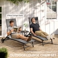 thumbnail image 4 of Outsunny Ensemble de 2 Chaises Longues d'Extérieur, Chaise de Bronzage à Roulettes, Gris Foncé, 4 of 10