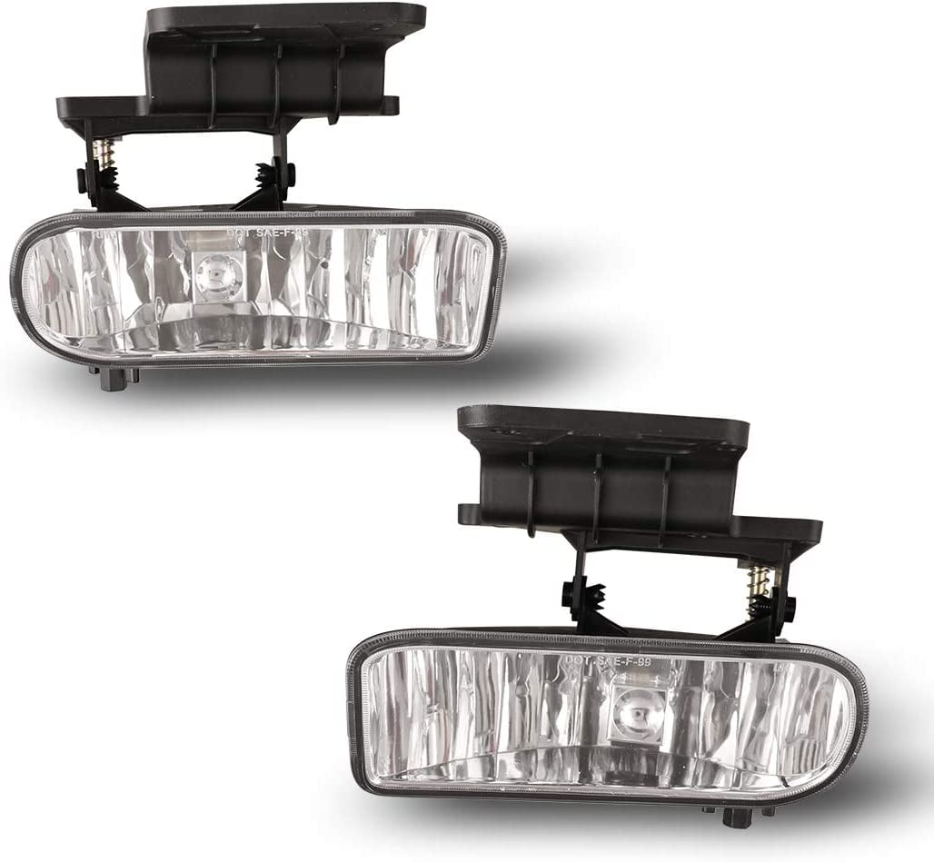 Winjet Driving Fog Lights Compatible With 1999-2002 Silverado 1500 2500, 2000-2001 Silverado 3500, 2000-2006 Suburban/ Tahoe Bumper Fog Lights Pair Clear Lens