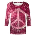 thumbnail image 4 of Aboser Vintage 60s Shirts for Women 3/4 Sleeve Hippie Tops Peace Sign Love Costume Shirt Loose Round Neck Blouses Trendy Tie Dye Tops, 4 of 5