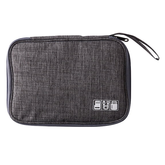 GOOHOCHY Grey Cloth Electronics Organizer Bag for Storage Lightweight Portable Travel Digital Cable Pouch 7.8 inches