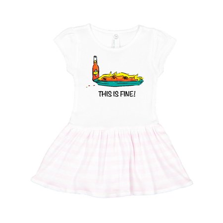 

Inktastic This is Fine! Burning Hot Sauce Gift Toddler Girl Dress