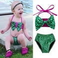 thumbnail image 6 of Styles I Love Infant Baby Girl Mermaid Scale Bikini Swimsuit Bathing Beach Pool Party Swimwear (Bowknot Green, 80/3-6 Months), 6 of 7