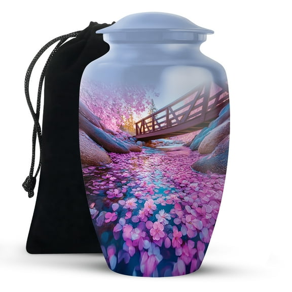 KARYLIZ Cherry Blossom Urn Large - Cremation Urns For Men - Large Funeral Urns for Human Ashes Adult Male and Female Burial - Decorative Funeral Urn For Women