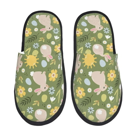 

Slippers for Women/Men - Painted Cute Rabbit Yellow Flower Soft Plush Warm Slip-on Slippers House Slippers Indoor House Shoes