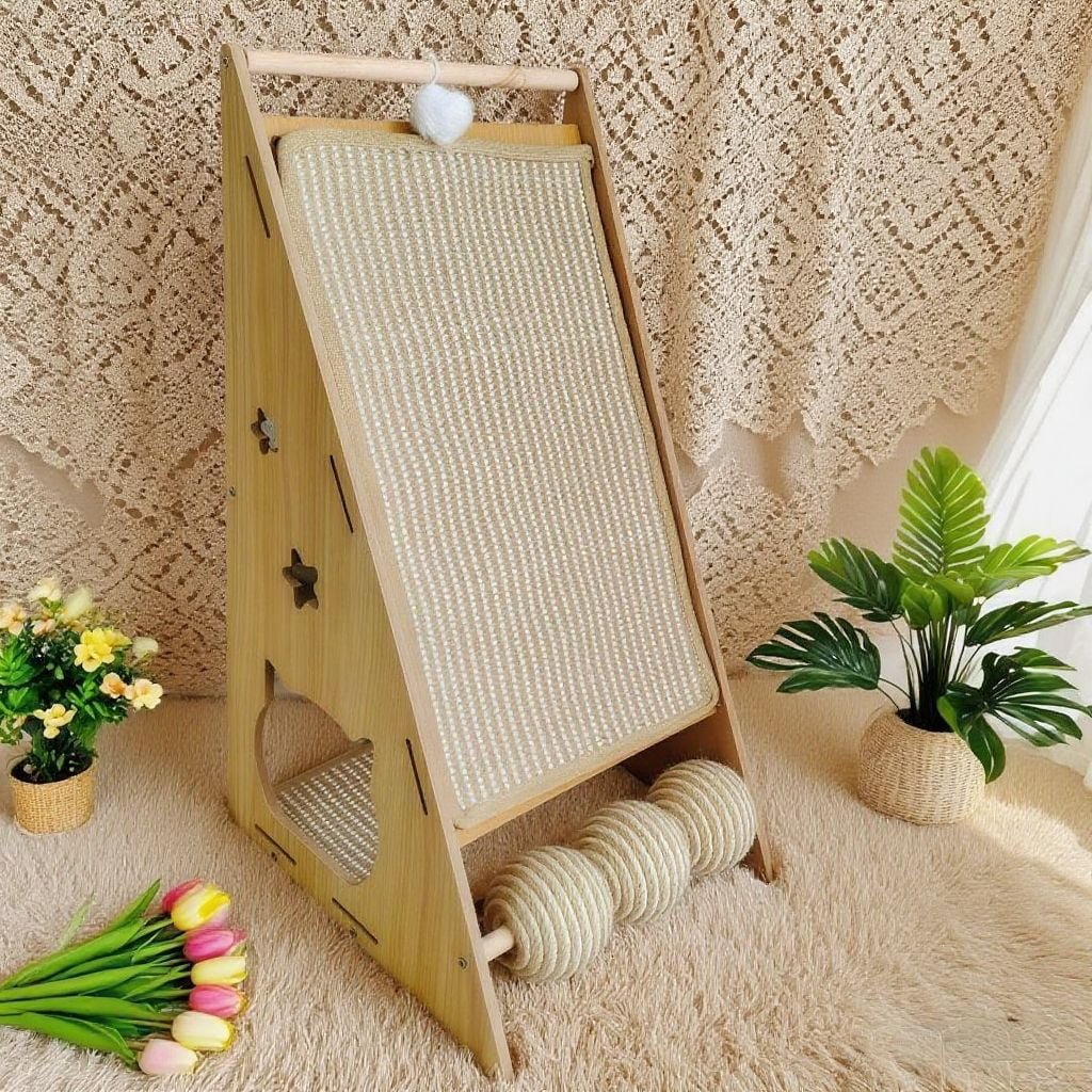 Triangular Standing Cat Scratching Post – Durable & Splinter-Free, Large L-Shaped Sisal Scratcher for Cats, Claw-Shaped Toy