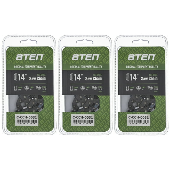 Full Chisel Chainsaw Chain 14 inch .050 3/8 LP 52DL for Husqvarna Echo 3 Pack 810-CCC2253H