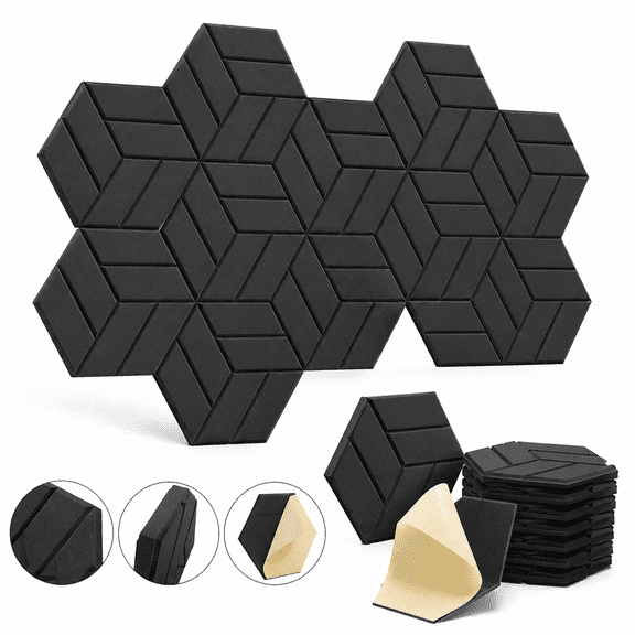 12 Pack Acoustic Foam Panels Self Adhesive Soundproof Wall Panels High Density Polyester Sound Absorbing Panels for Recording Studio Home Theater Office Podcast Room Noise Reduction