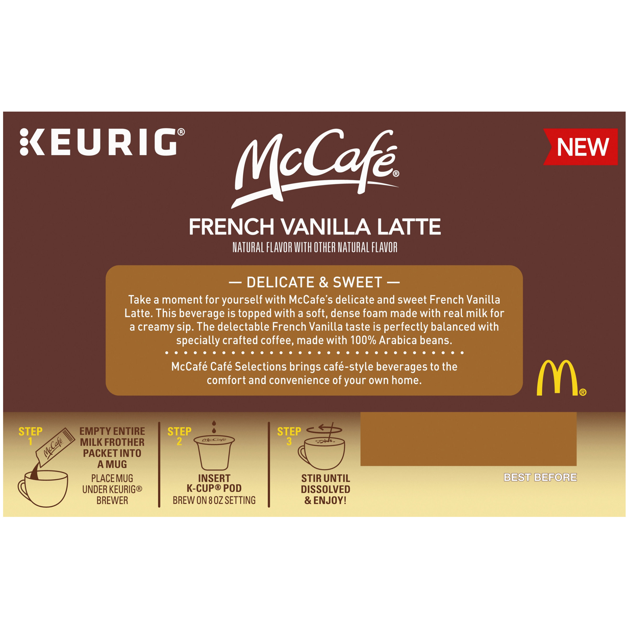 McCafe Cafe Selections French Vanilla Coffee Keurig K Cup Pods & Froth Packets, 6 ct Box - image 2 of 9