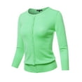 thumbnail image 1 of FashionOutfit Women's Solid Crew Neck Button Down 3/4 Sleeves Knit Cardigan, 1 of 1