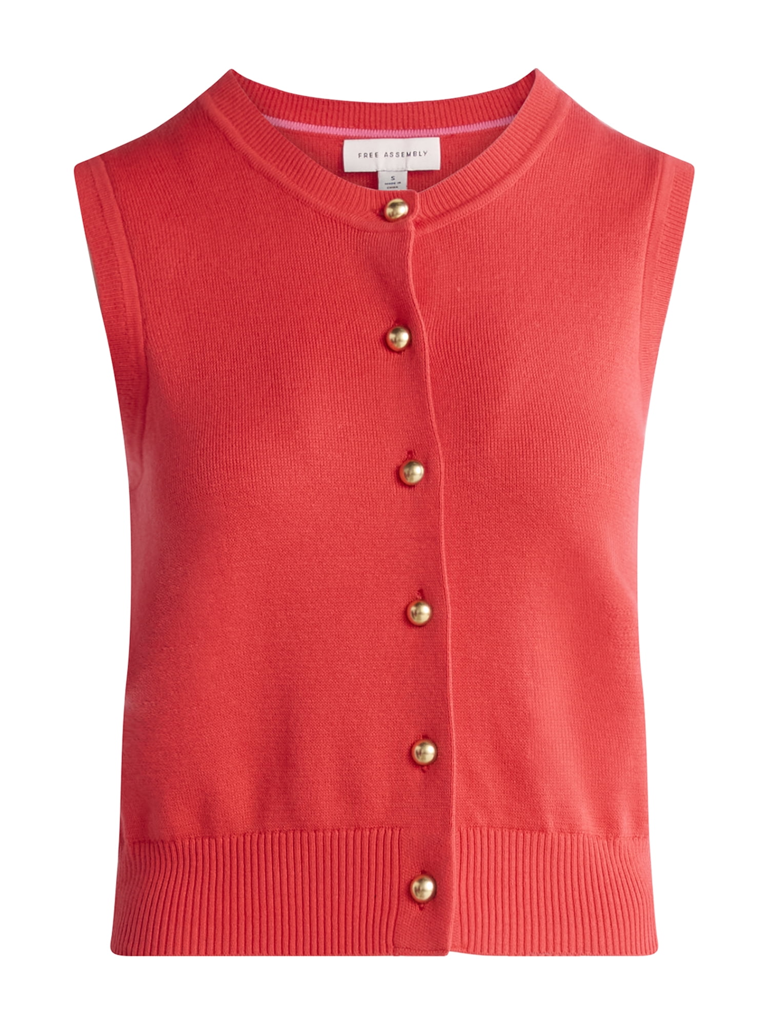 Free Assembly Women's Sleeveless Cardigan Sweater, Lightweight, Size XS-2XL