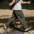 thumbnail image 7 of Rggeeun Cargo Pants For Men Relaxed Fit Sport Pants Jogger Sweatpants Drawstring Outdoor Trousers With Pockets Loose Fit Joggers Classic, 7 of 7