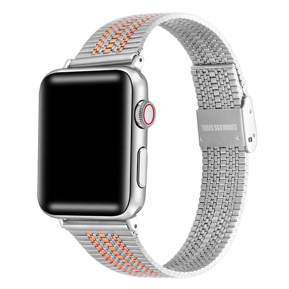 Posh Tech Eliza Two-Tone Stainless Steel Replacement Apple Watch Band in Silver & Rose Gold