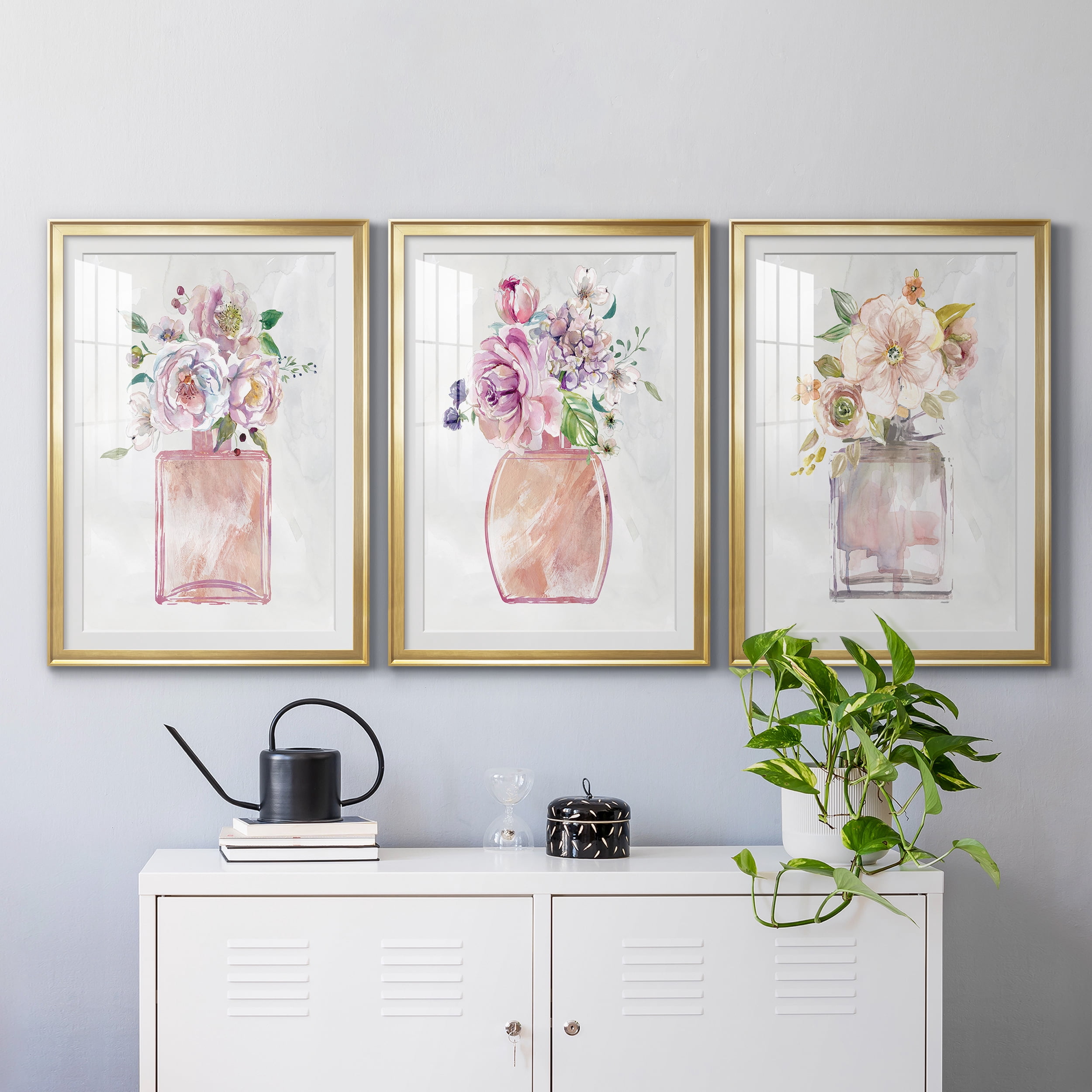 Fragrance of Summer I Premium Framed Prints Set of 3 - Ready to Hang - 30.5 x 42.5 Each - Gold Frame