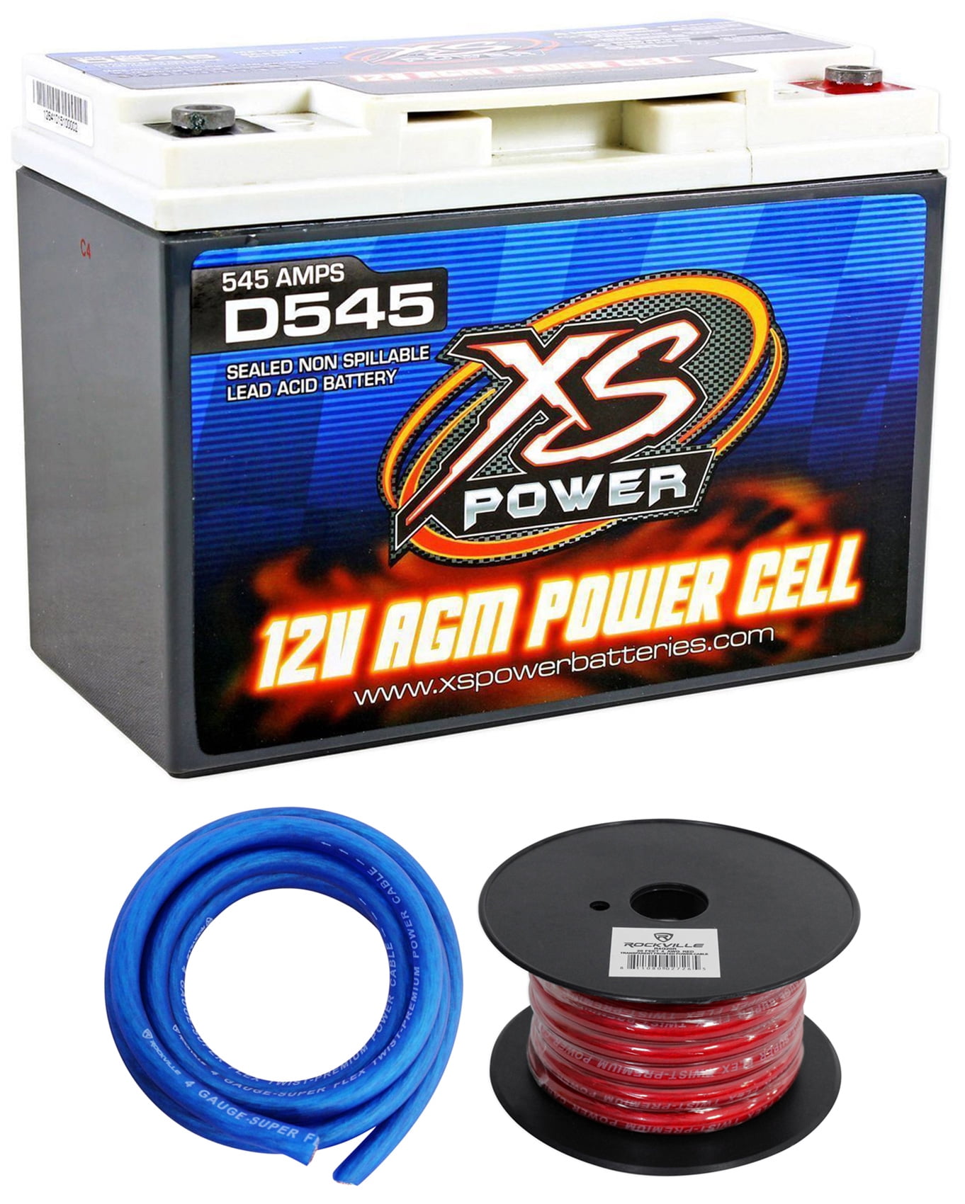 XS Power D545 800 Amp Car Audio Battery + Terminal Hardware + Power