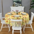 thumbnail image 2 of Golden Retrievers and Pioneer Flower Round Tablecloth 60"x60",Wrinkle Wipeable Table Cloth for Kitchen Dining Room Picnic Patio Party, 2 of 6