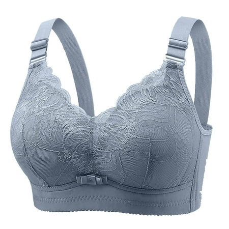miqiqism Women Sexy Bra Plus Size Floral Lace Underwire Breathable Soft Deep V Everyday Bras Adjustable Widen Band Underwear with Support Silver 42