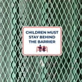 thumbnail image 3 of Classic Framed Plus Children Must Stay Behind the Barrier Door or Wall Sign | Child Safety Business Signs - Small, 3 of 8