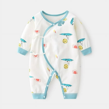 

Newborn Cotton Jumpsuit Baby Boneless Ha Clothes Autumn And Winter Newborn Kungfu Climbing Clothes For Men And Women Baby Spring And Autumn Clothes blue 59cm