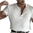 thumbnail image 5 of vdgthytj Mens Short Sleeve Shirts Henley Neck Button Loose Fitting Summer Casual Ribbed Knit Sweater Shirts, 5 of 6