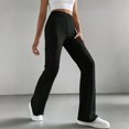 thumbnail image 4 of CIENVNSTG Women's Wide Leg Pants Ribbed Casual Flare Leg Pants Elastic High Waist Slim Fit Home Bell Bottom Pants for Daily Wear Outings Black XL, 4 of 6