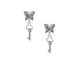 thumbnail image 2 of Delight Jewelry Silvertone Trefoil Key with AB Crystals Silvertone Antiqued Butterfly Post Earrings, 2 of 4