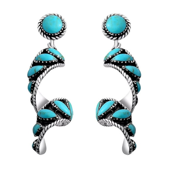 Blue Turquoise Earrings - 925 Sterling Silver Dangle Beach Boho Earrings for Women - Unique Western Jewelry for Women Birthday Christmas Gifts for Her