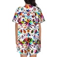 thumbnail image 6 of Cauagu Mexican Bright Style for Women's Round Neck Pajama Set,Short-Sleeved Pajamas Soft Sleepwear Set Summer Pajamas Set Lounge Sets 2-Piece Pj-X-Large, 6 of 6