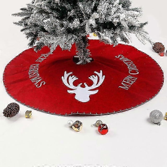 90cm Christmas Tree Skirt, Christmas Tree Stand Cover, Christmas Tree Decoration, Merry Christmas Tree Skirt Christmas Tree Mat, Moose Christmas Decor