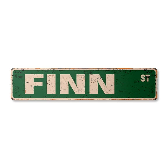 FINN Vintage Aluminum Street Sign Childrens Name Room Metal Sign rustic metal tin | Indoor/Outdoor |  30" Wide