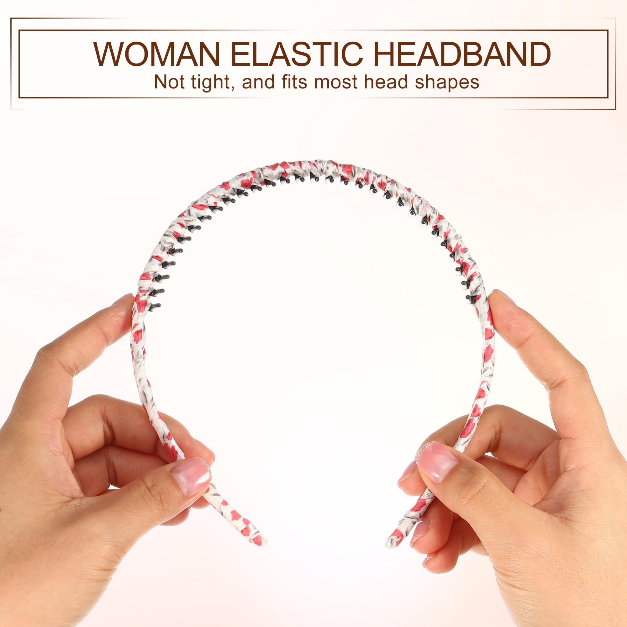 Unique Bargains 4pcs Elastic Teeth Comb Floral Pattern Headbands Tooth Comb for Women