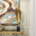 thumbnail image 2 of 8" x 30" Gold Aluminum Textured Leaf Abstract Sculpture with Black Marble Base, by DecMode, 2 of 12