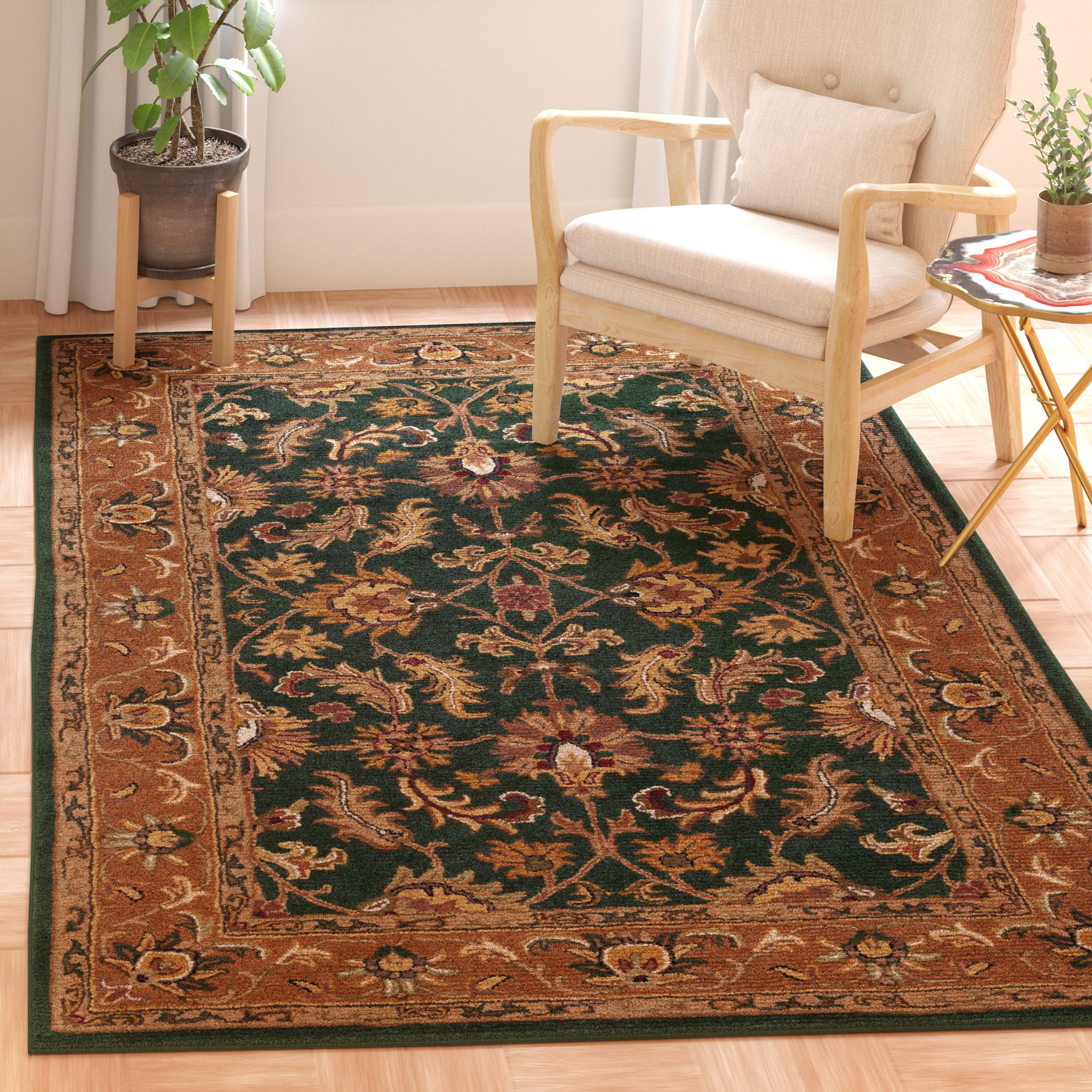 Safavieh Heritage Valery Oriental Wool Area Rug, Dark Green/Gold, 5' x 8'
