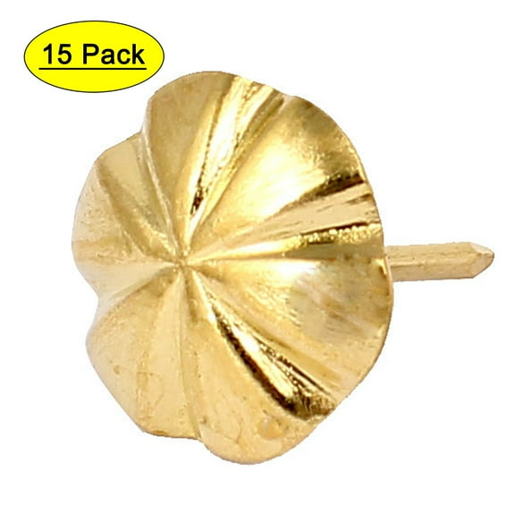Unique Bargains 16mm Dia Upholstery Nail Decorative Tack Stud Push Pin Thumbtack Gold Tone 15PCS