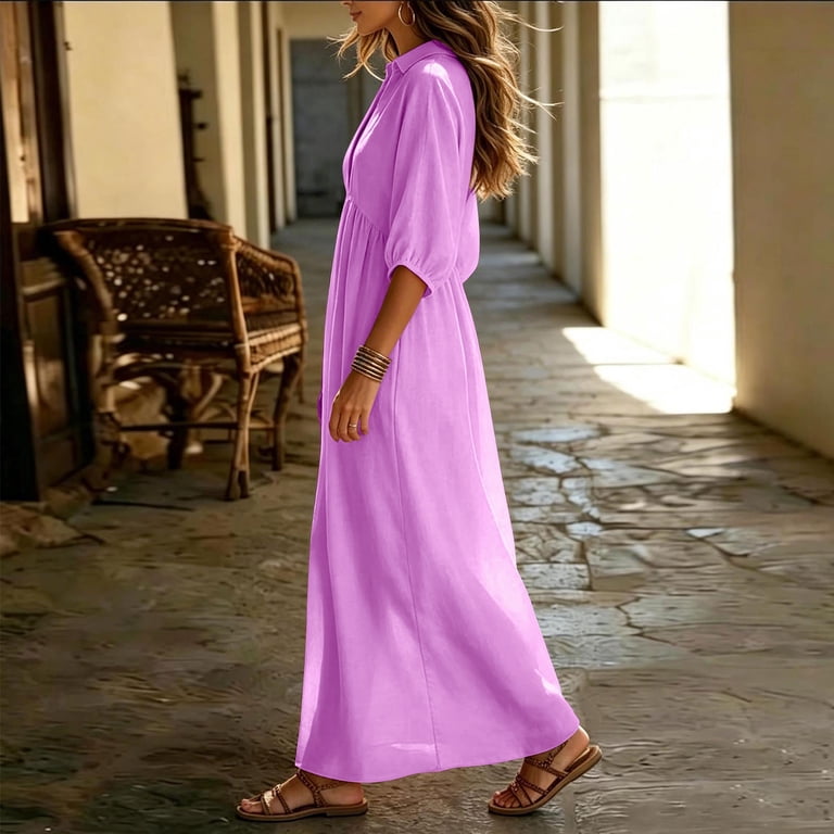 3 4 sleeve cotton summer dresses 3/4 Sleeve White Dresses