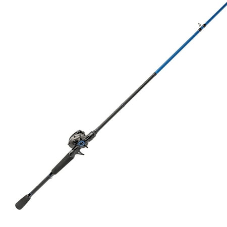 Lew's American Hero Baitcast Reel and Fishing Rod Combo 7-Foot 1-Piece Medium-Heavy Power Fast Action IM6 Graphite Rod 4+1 Bearings 7.5:1 Gear Ratio Speed Gears RH Retrieve Gray/Black/Blue