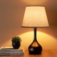 thumbnail image 2 of Lámpara de noche táctil para dormitorio, lámparas de mesa de granja regulables de 3 vías para mesita de noche con pantalla de tela, lámpara de escritorio para lectura de , oficina en casa, 2 of 9