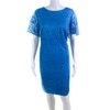 Laundry by Shelli Segal Womens Back Zip Lace Overlay Mini Sheath Dress Blue 14W