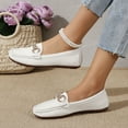 thumbnail image 4 of White Ladies Loafers Slip On Round Toe Low Heel Flats With Metal Chain Pu Upper Penny Shoes Lightweight Sole Casual Versatile Daily Footwear Size 43, 4 of 5