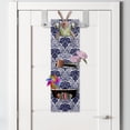 thumbnail image 2 of Oriental Hanging Pocket Organizer, Themed Repetitive Damask with Floral Motif in Diagonal Squares, Printed Polyester Storage Bag with Pockets, 9" x 27", Indigo White, 2 of 2