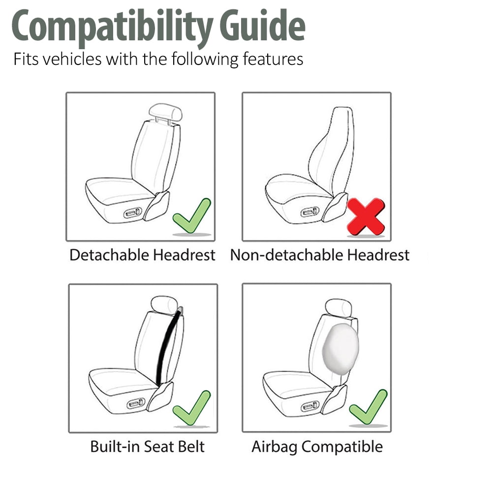 FH Group Universal Fit PU Leather Car Seat Covers for Sedan SUV Van Truck with Integrated Seatbelt - Tan Rear