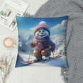 thumbnail image 2 of JEUXUS  Christmas Pillow Sham, Snow Covered Mountain with Fir Trees and Skiing Snowman Fun Holiday Activity, Decorative Standard Size Printed Pillowcase, White Teal, 2 of 5
