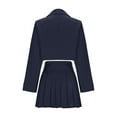 thumbnail image 6 of AINIYS Women's 2 Piece Open Front Cropped Suit Long Sleeve Blazer High Waist Solid Pleated Skirt Suit Sets Dark Blue L, 6 of 8
