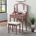 thumbnail image 2 of Roundhill Furniture Sanlo Contemporary Rose Gold Finish Wooden Vanity, Makeup Table and Stool Set, 2 of 9