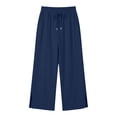thumbnail image 6 of Gytharion Casual Wide Leg Pants for Women Solid Color Fashion High Waisted Drawstring Trousers Split Hem Pants with Pockets, 6 of 6