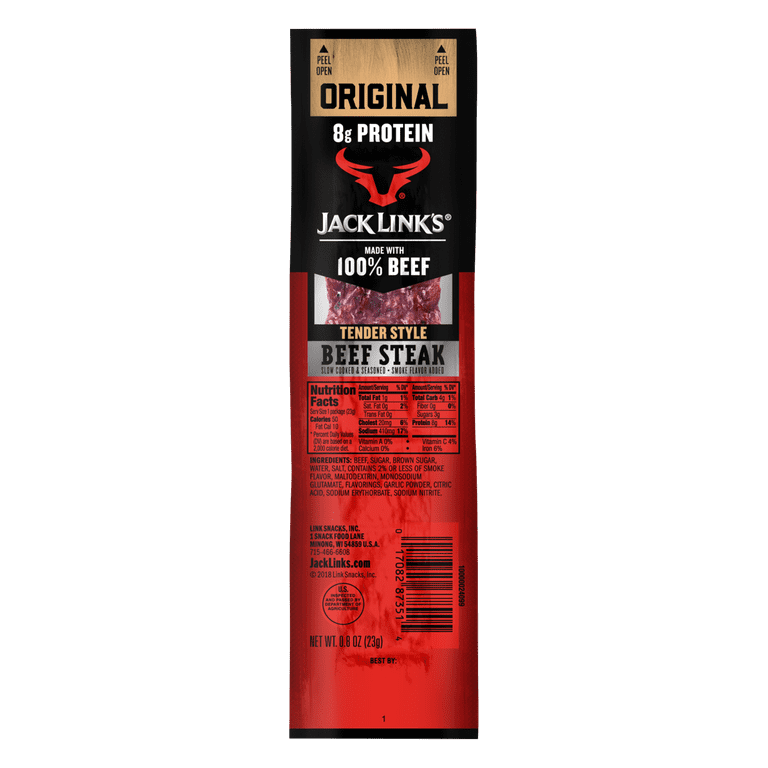 beef100%商品 Jack Link's 100% Beef Original Beef Steak 0.8oz 6 Count Box