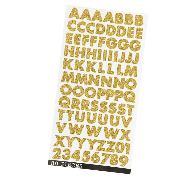 Sticko Small Gold Glitter Futura Alphabet Vinyl Stickers 89 Pieces