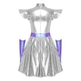 thumbnail image 6 of Aislor Womens Metallic Space Alien Shiny Robot Dress Carnival Outfits with Gloves Silver XXL, 6 of 7