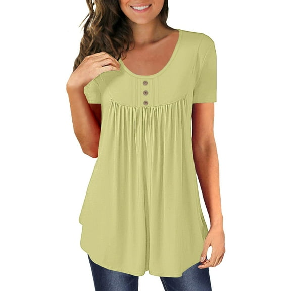 Endives Women's Tunic Tops T-shirt Short Sleeve Shirts Up Casual Ruched Blouses
