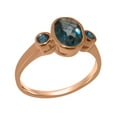 thumbnail image 1 of LBG British Made 18k Rose Gold Natural London Blue Topaz Womens Anniversary Ring - 33 size options - Size 7.75, 1 of 5